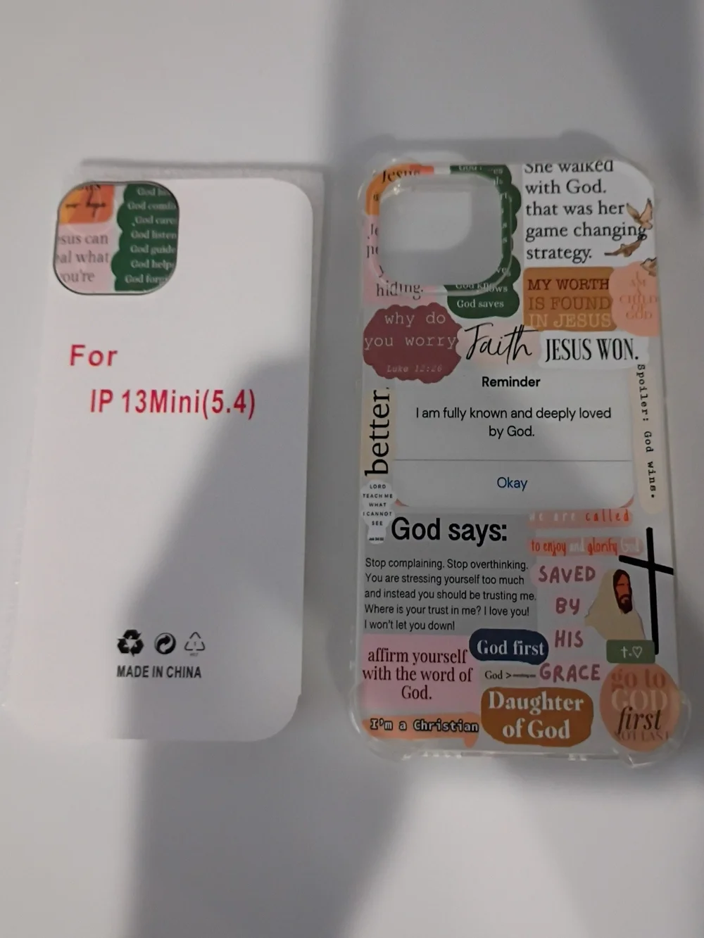 Religious Faith Pattern Phone Case - Pink & Green Accents For iPhone 13 Mini